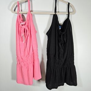 Old Navy Peplum Tanks Bundle of 2‎ Barbie Pink NWT & Black NWOT Size Medium